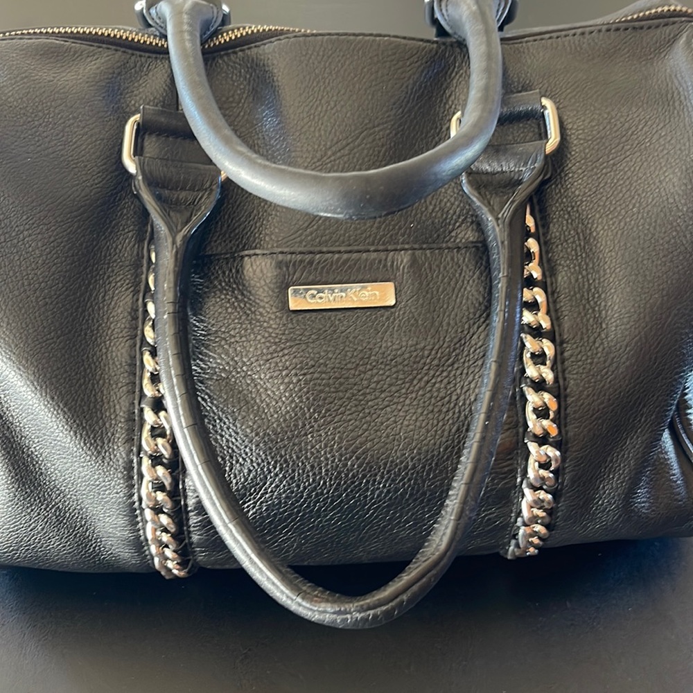 Black leather vintage Calvin Klein tote